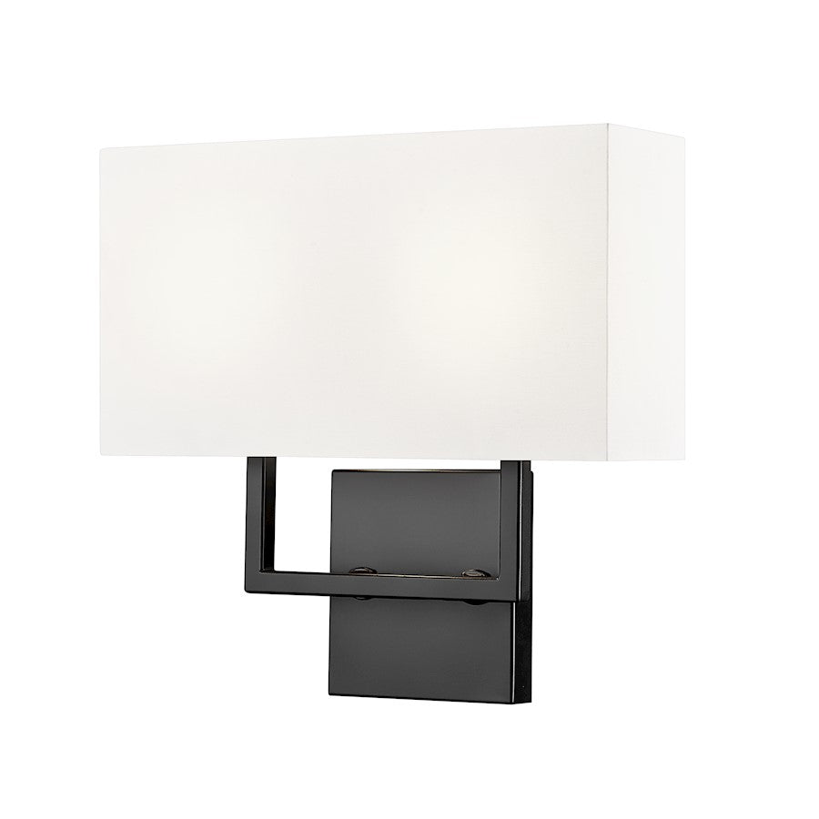 Z-Lite Saxon 2 Light 4" Wall Sconce, Matte Black/White - 815-2S-MB