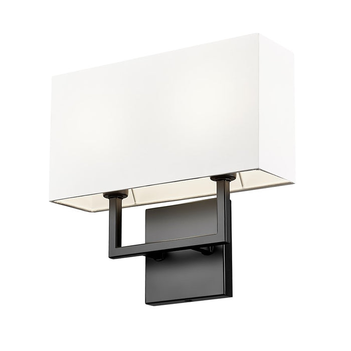 Z-Lite Saxon 2 Light 4" Wall Sconce, Matte Black/White