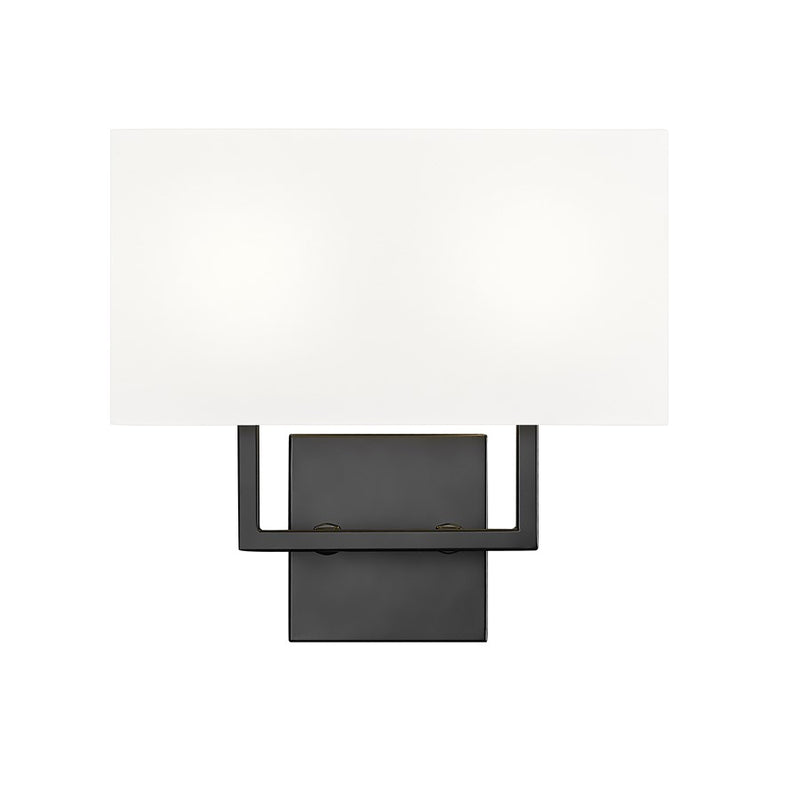 Z-Lite Saxon 2 Light 4" Wall Sconce, Matte Black/White