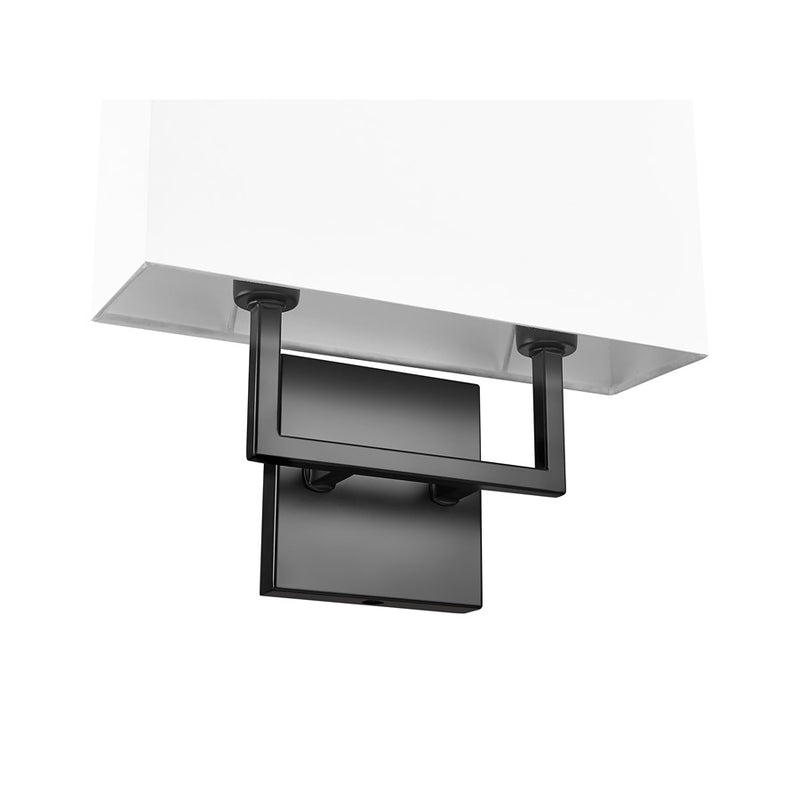 Z-Lite Saxon 2 Light 4" Wall Sconce, Matte Black/White