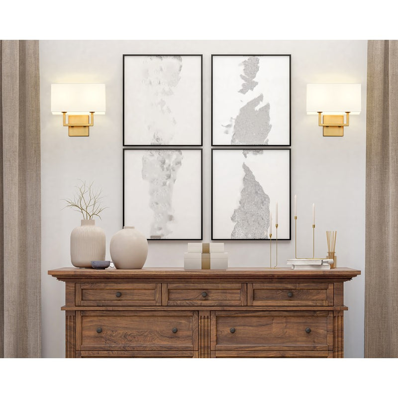 Z-Lite Saxon 2 Light 4" Wall Sconce, Olde Brass/White