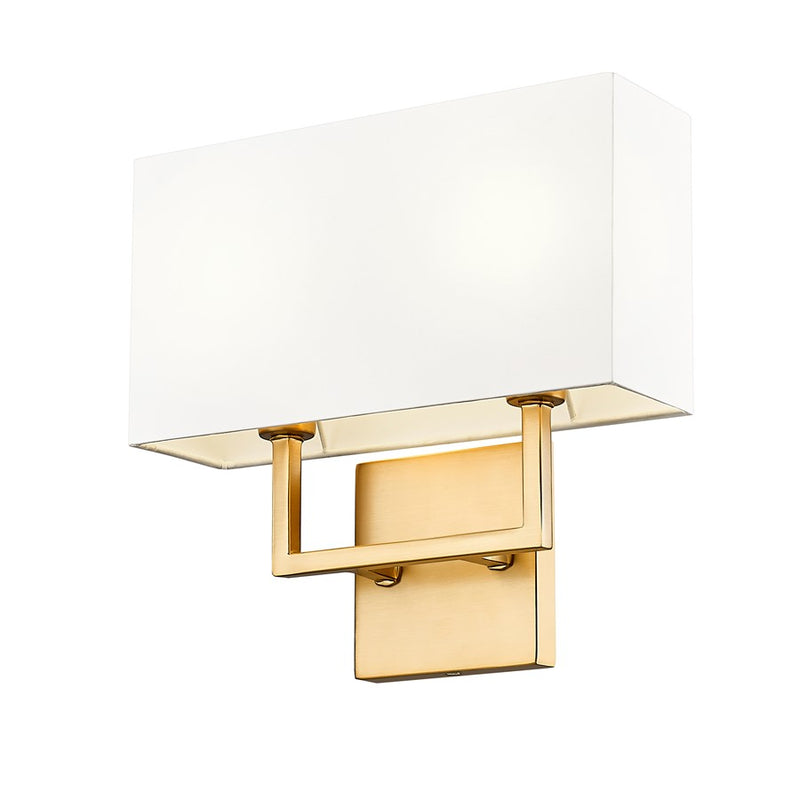Z-Lite Saxon 2 Light 4" Wall Sconce, Olde Brass/White