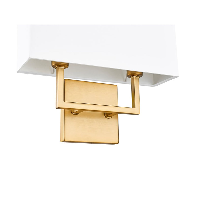 Z-Lite Saxon 2 Light 4" Wall Sconce, Olde Brass/White