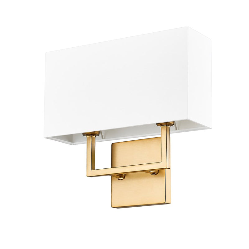 Z-Lite Saxon 2 Light 4" Wall Sconce, Olde Brass/White