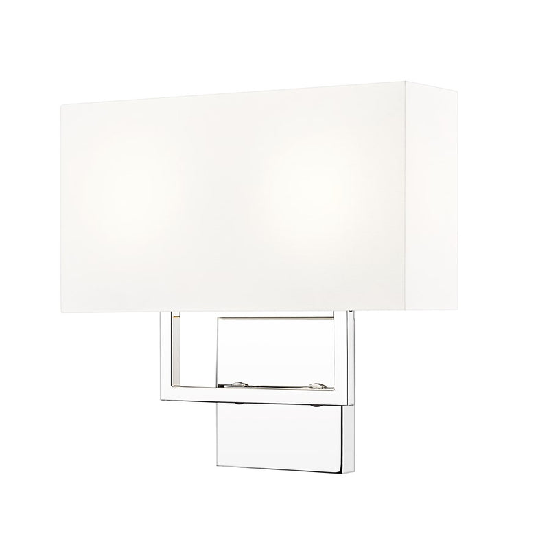 Z-Lite Saxon 2 Light 4" Wall Sconce, Polished Nickel/White - 815-2S-PN
