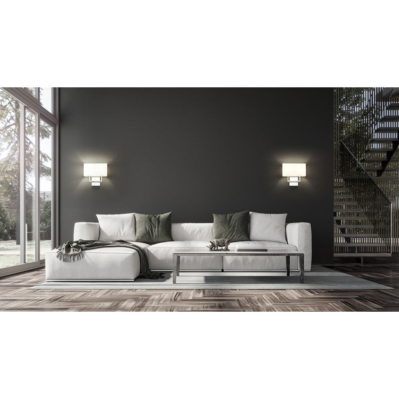 Z-Lite Saxon 2 Light 4" Wall Sconce, Polished Nickel/White