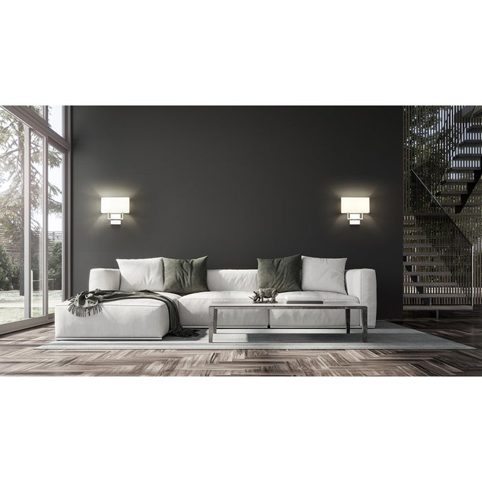 Z-Lite Saxon 2 Light 4" Wall Sconce, Polished Nickel/White