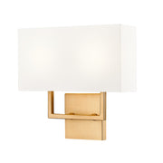 Z-Lite Saxon 2 Light 4" Wall Sconce, Rubbed Brass/White - 815-2S-RB