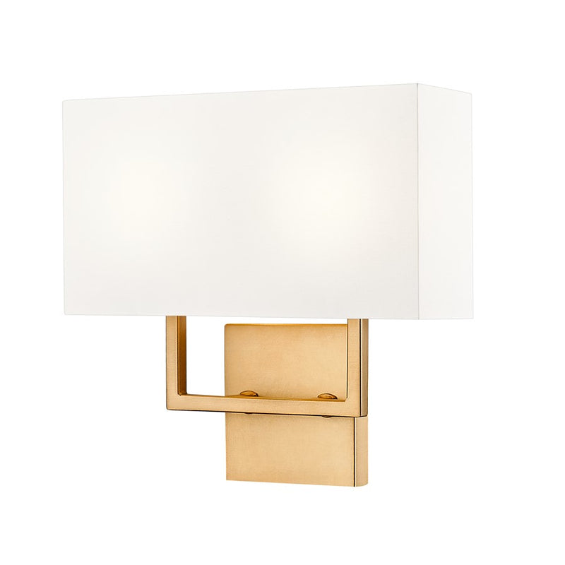Z-Lite Saxon 2 Light 4" Wall Sconce, Rubbed Brass/White - 815-2S-RB