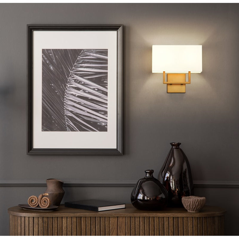 Z-Lite Saxon 2 Light 4" Wall Sconce, Rubbed Brass/White