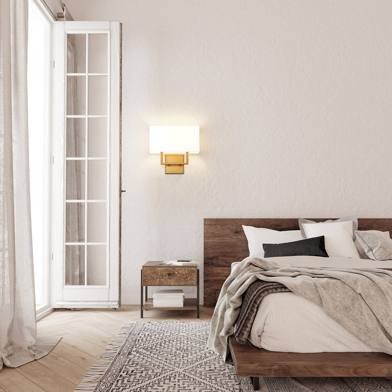 Z-Lite Saxon 2 Light 4" Wall Sconce, Rubbed Brass/White