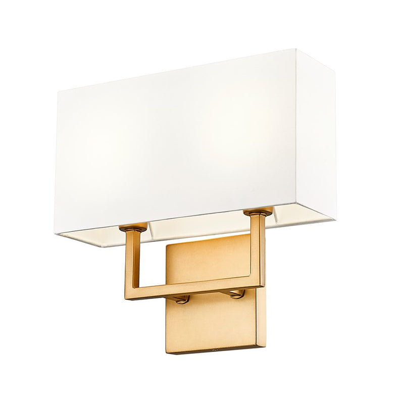 Z-Lite Saxon 2 Light 4" Wall Sconce, Rubbed Brass/White