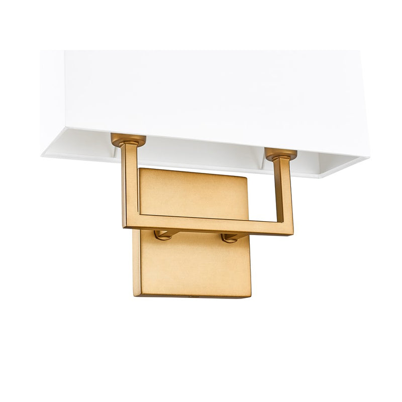 Z-Lite Saxon 2 Light 4" Wall Sconce, Rubbed Brass/White