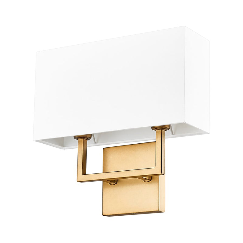 Z-Lite Saxon 2 Light 4" Wall Sconce, Rubbed Brass/White
