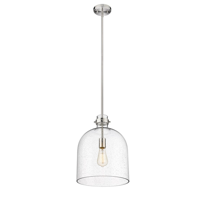 Z-Lite Pearson 1 Light 12" Chandelier, Brushed Nickel/Clear Seedy