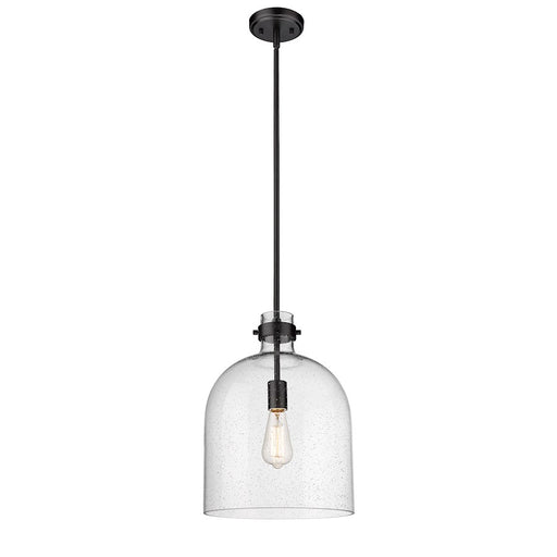 Z-Lite Pearson 1 Light 12" Chandelier, Matte Black/Clear Seedy