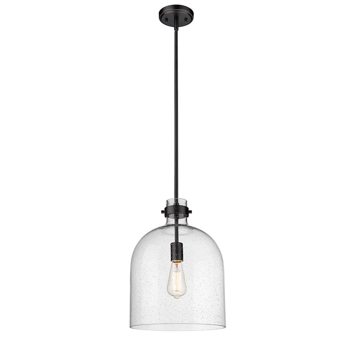 Z-Lite Pearson 1 Light 12" Chandelier, Matte Black/Clear Seedy