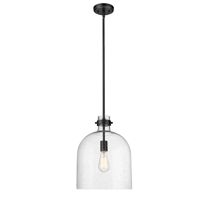 Z-Lite Pearson 1 Light 12" Chandelier, Matte Black/Clear Seedy