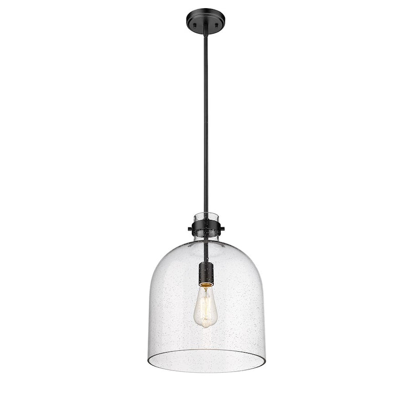 Z-Lite Pearson 1 Light 12" Chandelier, Matte Black/Clear Seedy