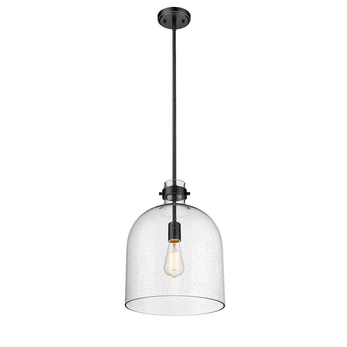 Z-Lite Pearson 1 Light 12" Chandelier, Matte Black/Clear Seedy