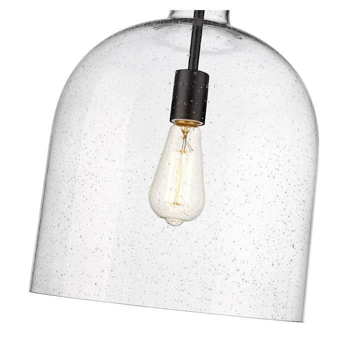 Z-Lite Pearson 1 Light 12" Chandelier, Matte Black/Clear Seedy