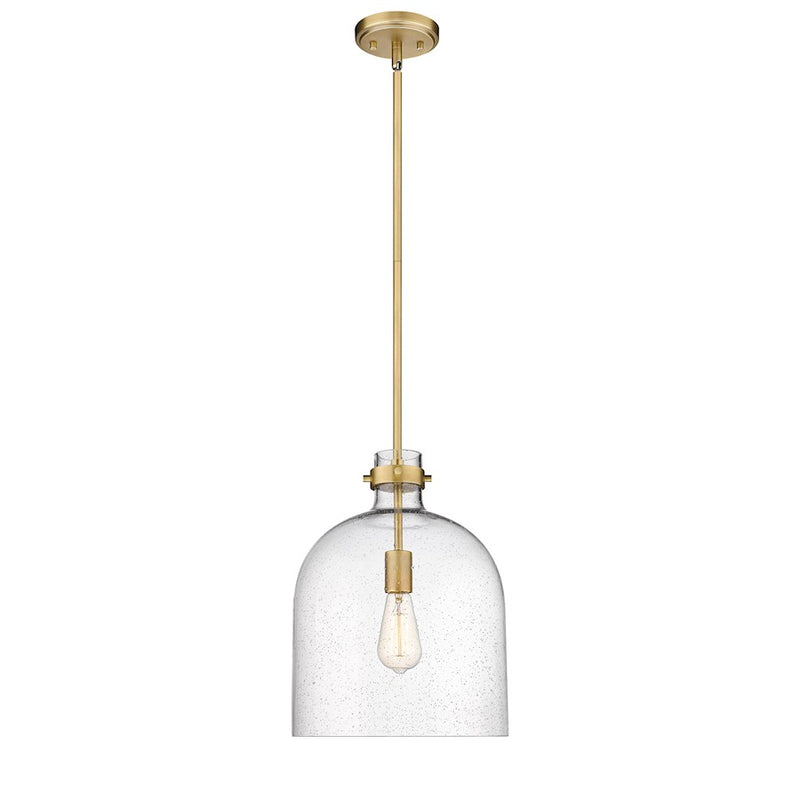 Z-Lite Pearson 1 Light 12" Chandelier, Rubbed Brass/Clear Seedy