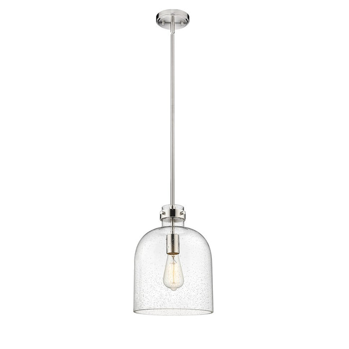 Z-Lite Pearson 1 Light 9.5" Chandelier, Brushed Nickel/Clear Seedy