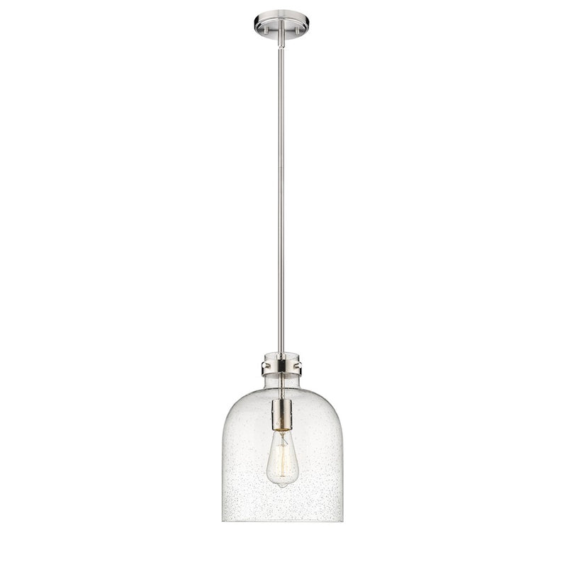 Z-Lite Pearson 1 Light 9.5" Chandelier, Brushed Nickel/Clear Seedy