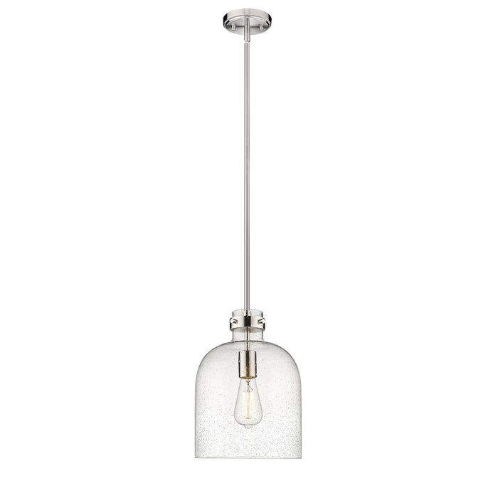 Z-Lite Pearson 1 Light 9.5" Chandelier, Brushed Nickel/Clear Seedy