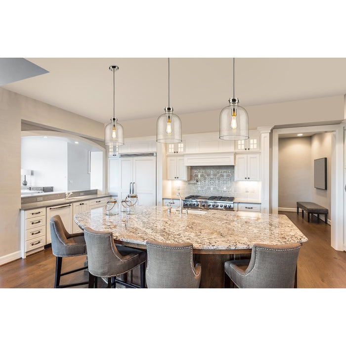 Z-Lite Pearson 1 Light 9.5" Chandelier, Brushed Nickel/Clear Seedy