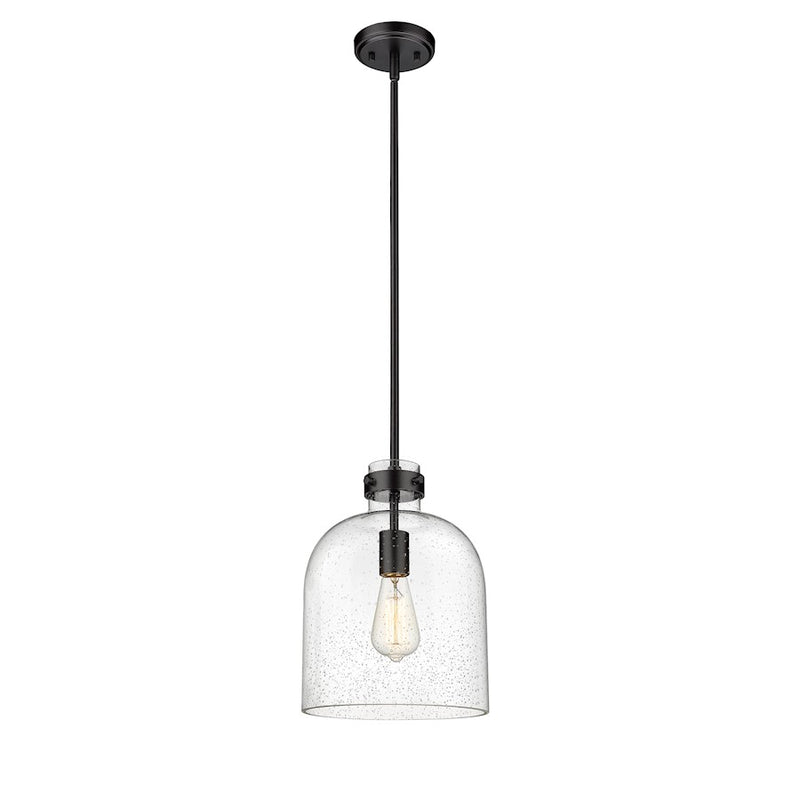 Z-Lite Pearson 1 Light 9.5" Chandelier, Matte Black/Clear Seedy