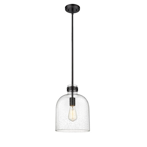 Z-Lite Pearson 1 Light 9.5" Chandelier, Matte Black/Clear Seedy
