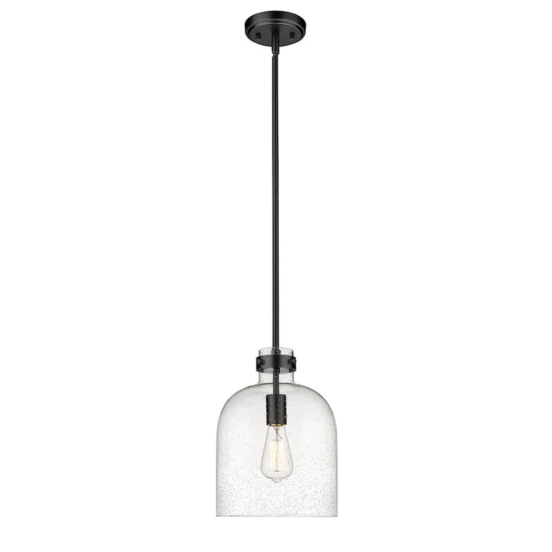 Z-Lite Pearson 1 Light 9.5" Chandelier, Matte Black/Clear Seedy