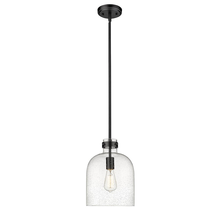 Z-Lite Pearson 1 Light 9.5" Chandelier, Matte Black/Clear Seedy