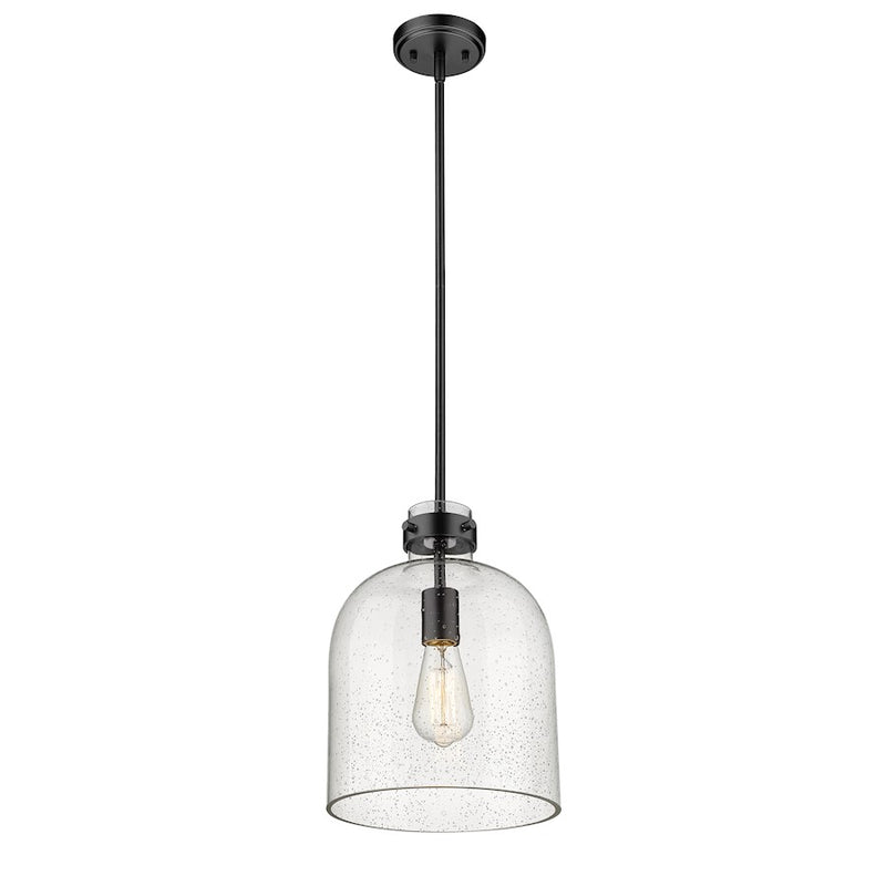 Z-Lite Pearson 1 Light 9.5" Chandelier, Matte Black/Clear Seedy