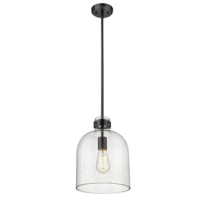 Z-Lite Pearson 1 Light 9.5" Chandelier, Matte Black/Clear Seedy