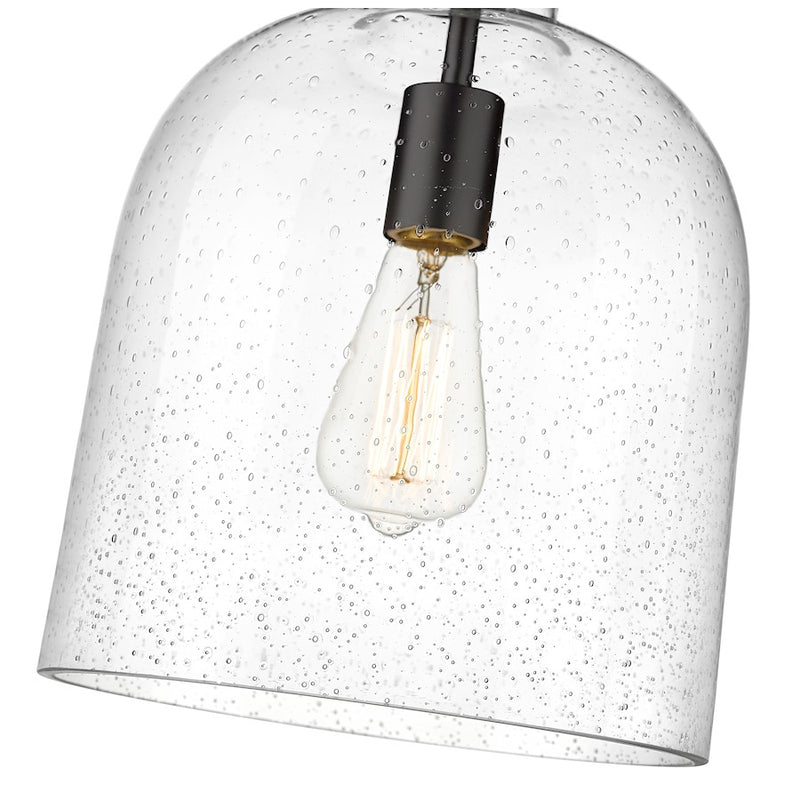 Z-Lite Pearson 1 Light 9.5" Chandelier, Matte Black/Clear Seedy
