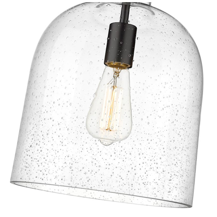 Z-Lite Pearson 1 Light 9.5" Chandelier, Matte Black/Clear Seedy