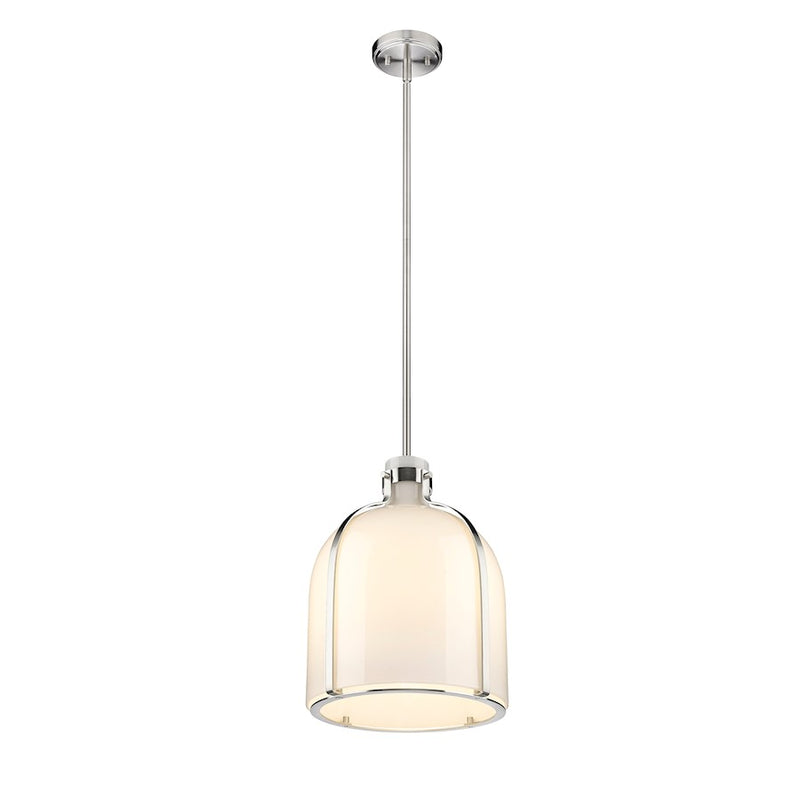 Z-Lite Pearson 1 Light 12.25" Chandelier, Brushed Nickel/White Opal