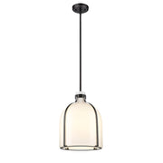 Z-Lite Pearson 1 Light 12.25" Chandelier, Matte Black/White Opal - 818-12MB