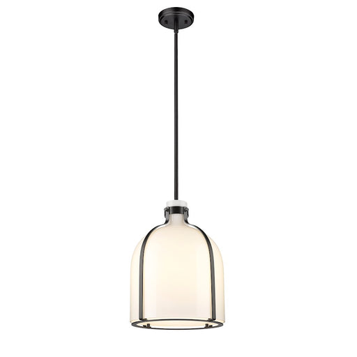 Z-Lite Pearson 1 Light 12.25" Chandelier, Matte Black/White Opal