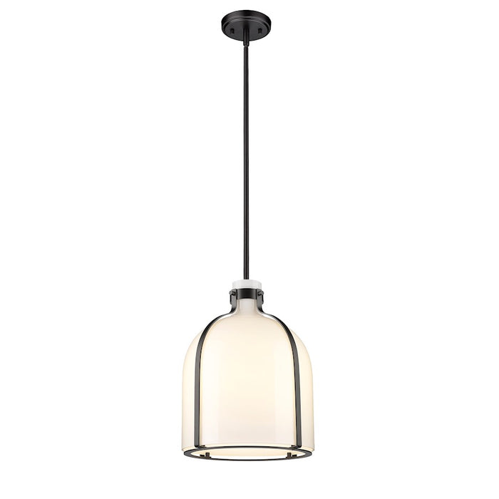 Z-Lite Pearson 1 Light 12.25" Chandelier, Matte Black/White Opal