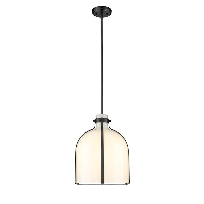 Z-Lite Pearson 1 Light 12.25" Chandelier, Matte Black/White Opal