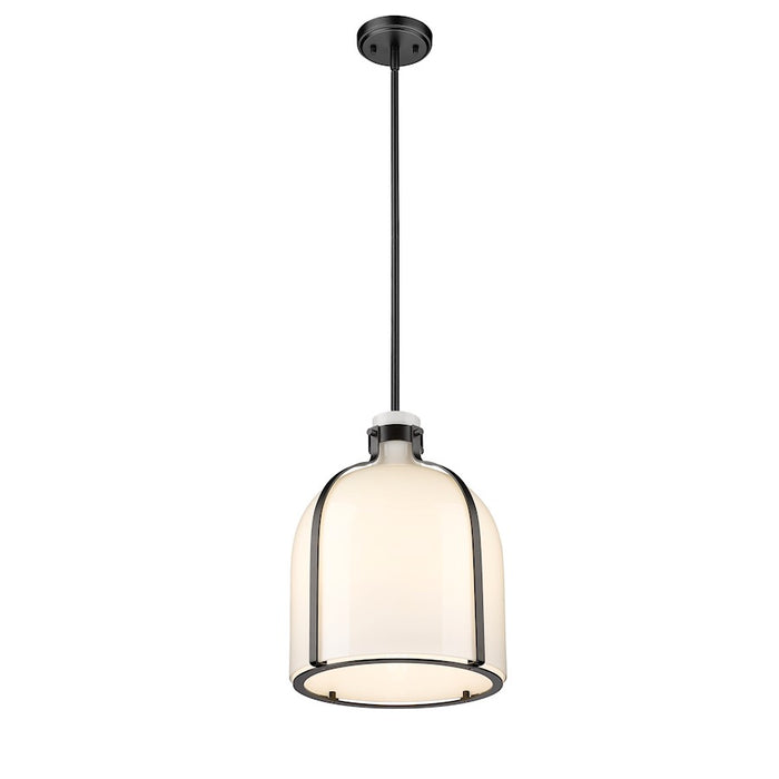 Z-Lite Pearson 1 Light 12.25" Chandelier, Matte Black/White Opal