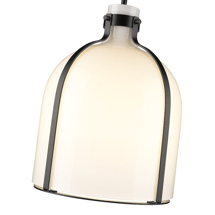 Z-Lite Pearson 1 Light 12.25" Chandelier, Matte Black/White Opal