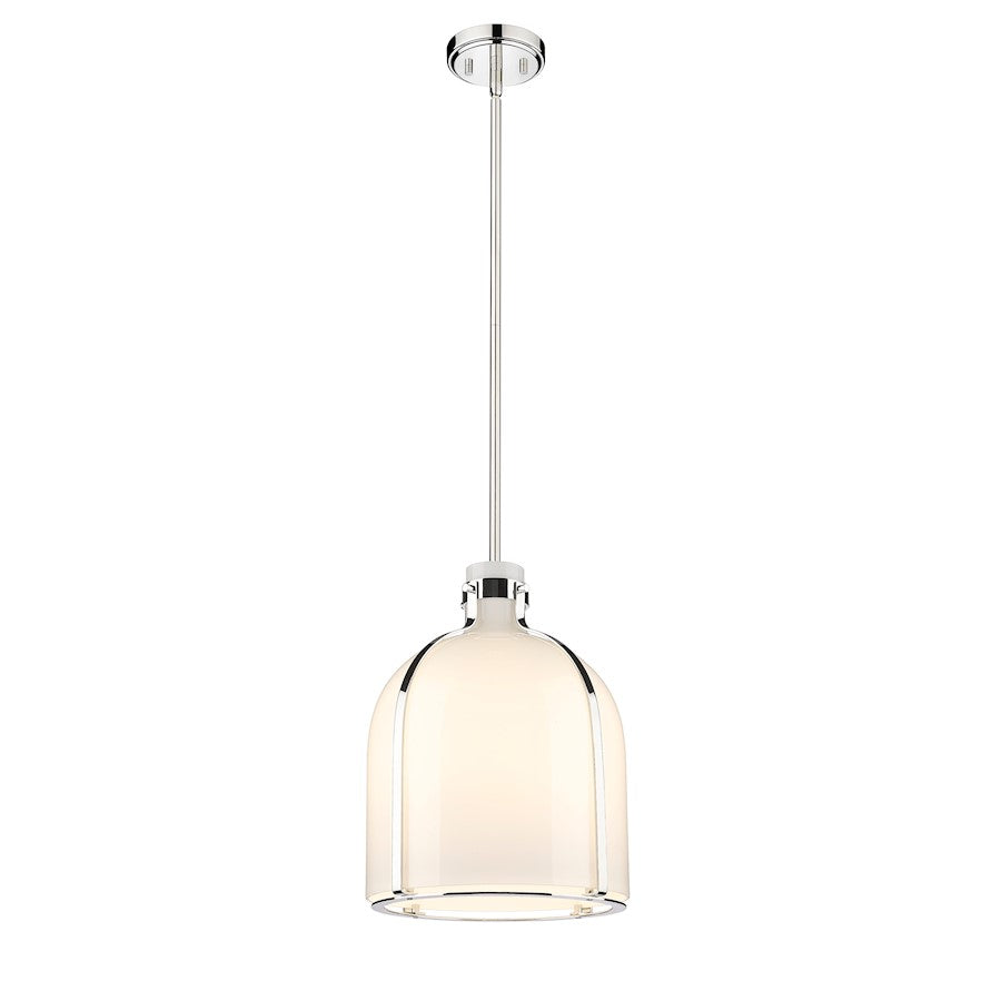 Z-Lite Pearson 1 Light 12.25" Chandelier, Polished Nickel/White Opal - 818-12PN