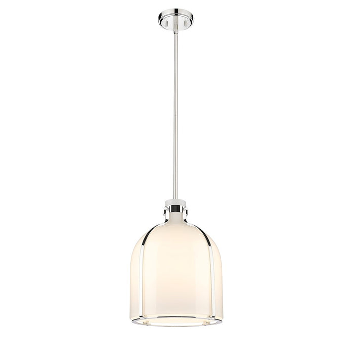 Z-Lite Pearson 1 Light 12.25" Chandelier, Polished Nickel/White Opal