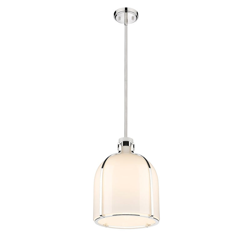 Z-Lite Pearson 1 Light 12.25" Chandelier, Polished Nickel/White Opal