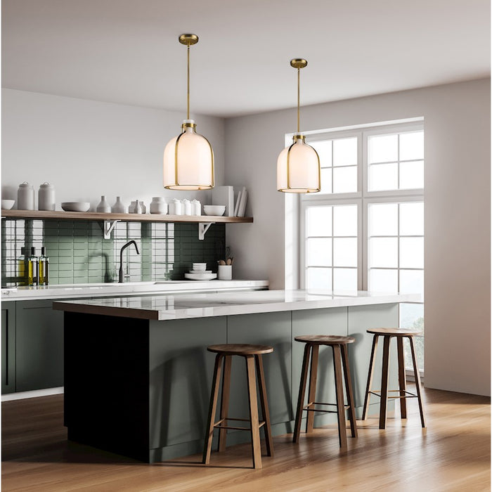 Z-Lite Pearson 1 Light 12.25"Chandelier, Rubbed Brass/White Opal