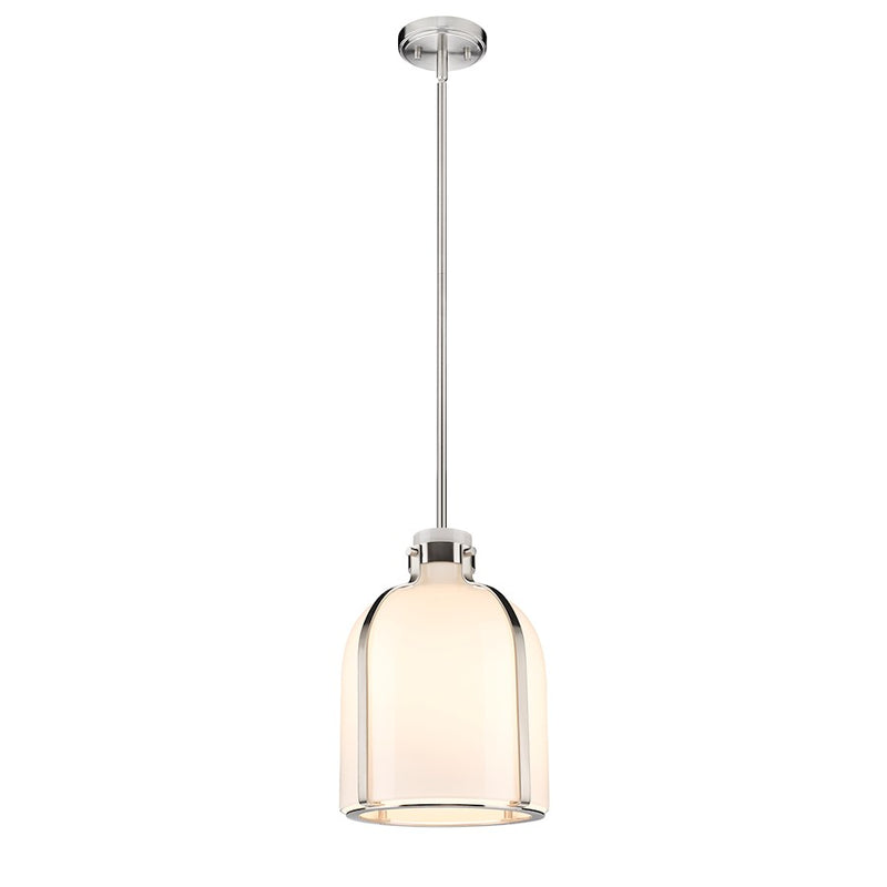 Z-Lite Pearson 1 Light 9.75" Chandelier, Brushed Nickel/White Opal